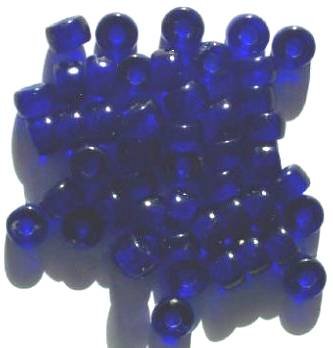 50 6x9mm Transparent Cobalt Glass Crow Beads