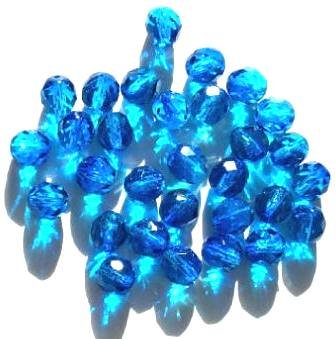 25 8mm Faceted Two Tone Aqua Blue Firepolish Beads