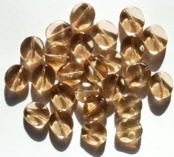 25 12mm Smoke Topaz Twisted Disk Beads