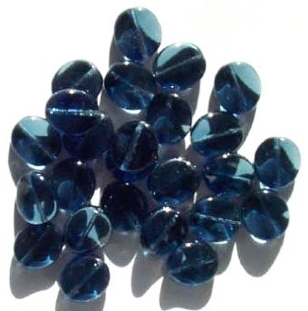 25 12mm Montana Blue Twisted Disk Beads