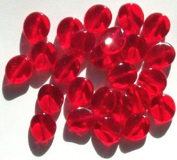 25 12mm Red Twisted Disk Beads