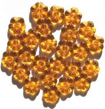 25 15mm Transparent Topaz Flower Beads