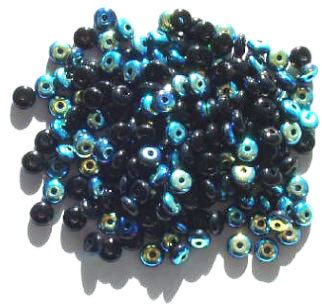200 2x4mm Black AB Rondelle Beads