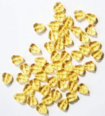 50 10x8mm Transparent Light Topaz Leaf Beads