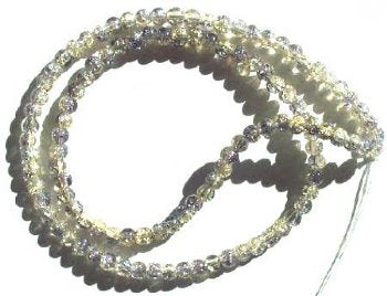 16 inch Strand of 4mm Yellow & Grey Crackle Glass Beads