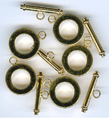 5 15mm Gold Plated Toggles