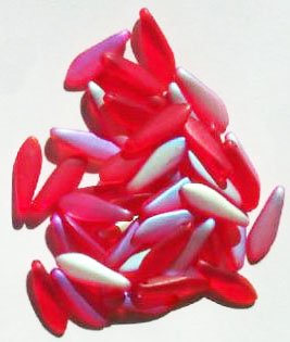 50 5x16mm Matte Transparent Red AB Dagger Beads