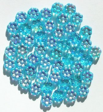 50 8mm Transparent Aqua AB Flower Beads