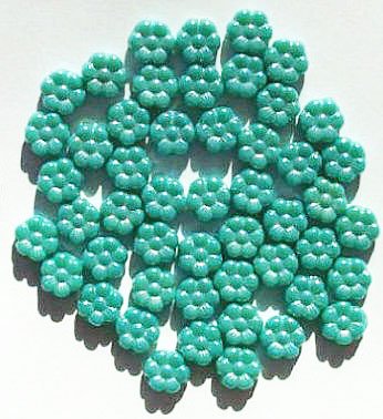50 8mm Opaque Turquoise AB Lustre Flower Beads