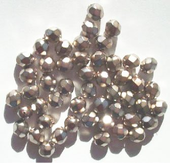50 6mm Faceted Matte Metallic Champagne Beads