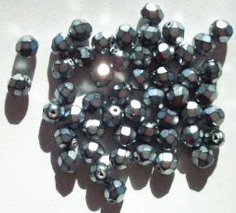 50 6mm Faceted Matte Metallic Silver Beads