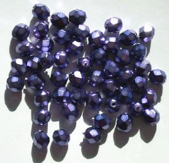 50 6mm Faceted Matte Metallic Purple Beads