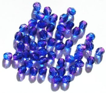 50 6mm Faceted Two Tone Sapphire & Fuchsia Beads