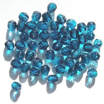 50 6mm Faceted Two Tone Dark Aqua & Grey Beads