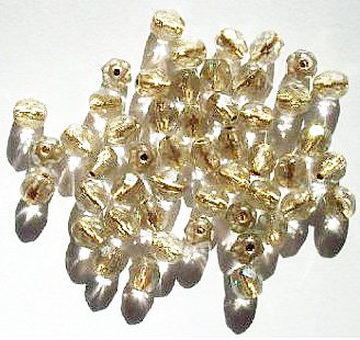 50 6mm Faceted Gold Lined Crystal AB Firepolish Beads