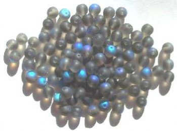 50 6mm Transparent Matte Black Diamond AB Round Beads