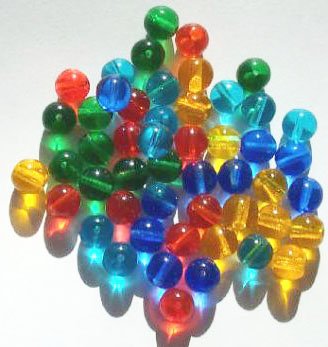25 8mm Round Transparent Summer Glass Bead Mix