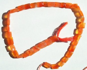 16 inch strand of 10x10mm Faceted Chiclet Carnelian