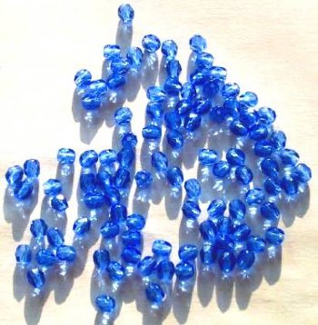 100, 4mm Faceted Sapphire Firepolish Beads