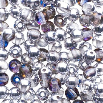 100 4mm Crystal Heliotrope Round Glass Beads