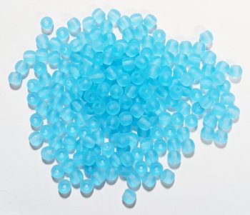 100 4mm Transparent Matte Aqua Round Glass Beads