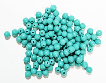 100 4mm Opaque Turquoise Green Round Glass Beads