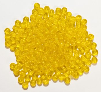 100 4mm Transparent Yellow Round Czech Glass Beads