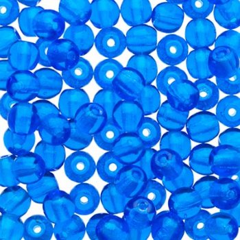 100 4mm Transparent Capri Blue Round Glass Beads
