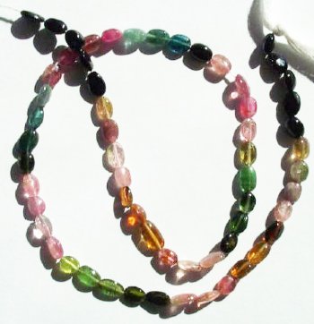 14 inch strand of 5x3mm Flat Oval Tourmaline Beads