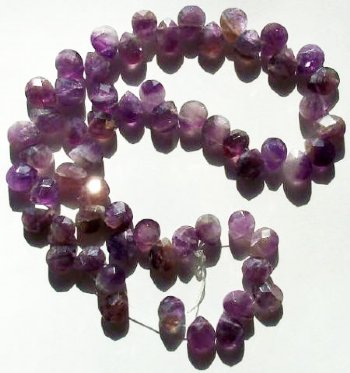 16 inch strand of 11x9mm Faceted Briolette Amethyst