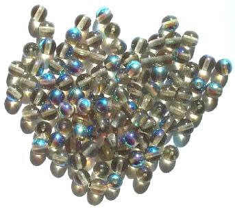 50  6mm Transparent Black Diamond AB Round Glass Beads
