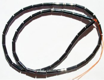 16 inch strand of 3x9mm Tube Hematite Beads