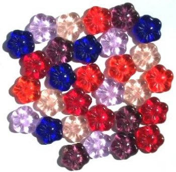 25 15mm Transparent Flat Flower Bead Mix