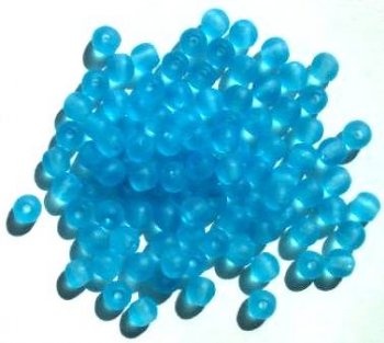 50 6mm Matte Aqua Round Glass Beads