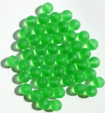 25 8mm Transparent Matte Peridot Green Round Glass Beads