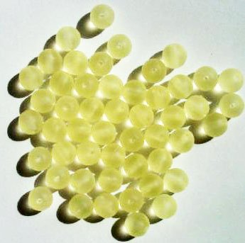 25 8mm Transparent Matte Jonquille Round Glass Beads