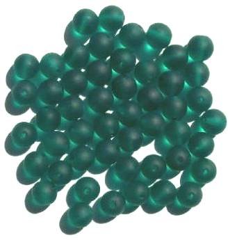 25 8mm Round Transparent Matte Emerald Beads