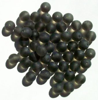 25 8mm Transparent Matte Black Diamond Round Glass Beads