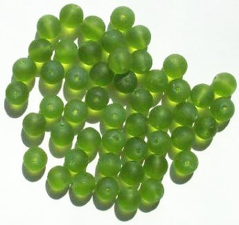 25 8mm Transparent Matte Olive Round Glass Beads