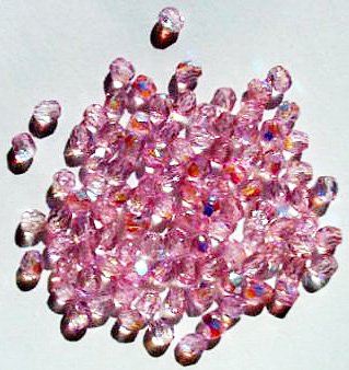 100 4mm Faceted Pink AB Firepolish Beads