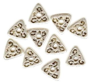 10 2x12mm Brushed Antique Silver Flat Metal Triangle Beads