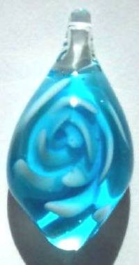 1 33x18mm Aqua Lampwork Pendant