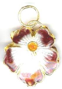 1 22x19mm Dark Purple Cloisonné Flower Pendant