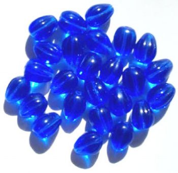 25 11x9mm Transparent Sapphire Grooved Drop Beads