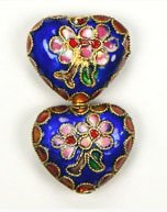 2 20x22mm Royal Blue Cloisonné Hearts