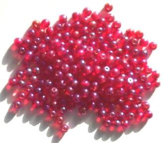 100 4mm Lustre Red AB Round Glass Beads