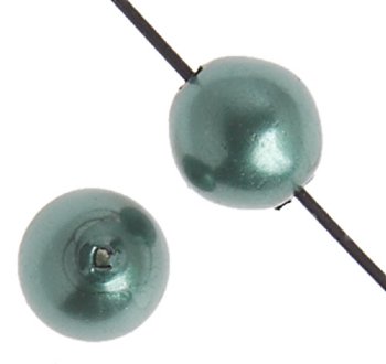 16 inch strand of 6mm Teal Round Glass Pearl Beads