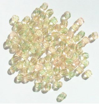 100 4mm Faceted Two Tone Light Green & Light Pink Firepolished Beads