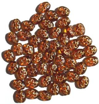 60 8x6mm Flat Oval Rosary - Topaz with Gold Dove