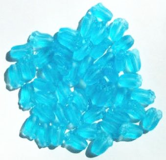 50 12mm Transparent Matte Aqua Tulip Beads